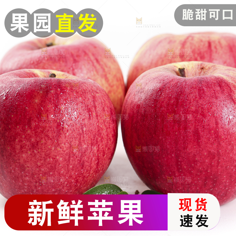 白底上的烟台红富士苹果
