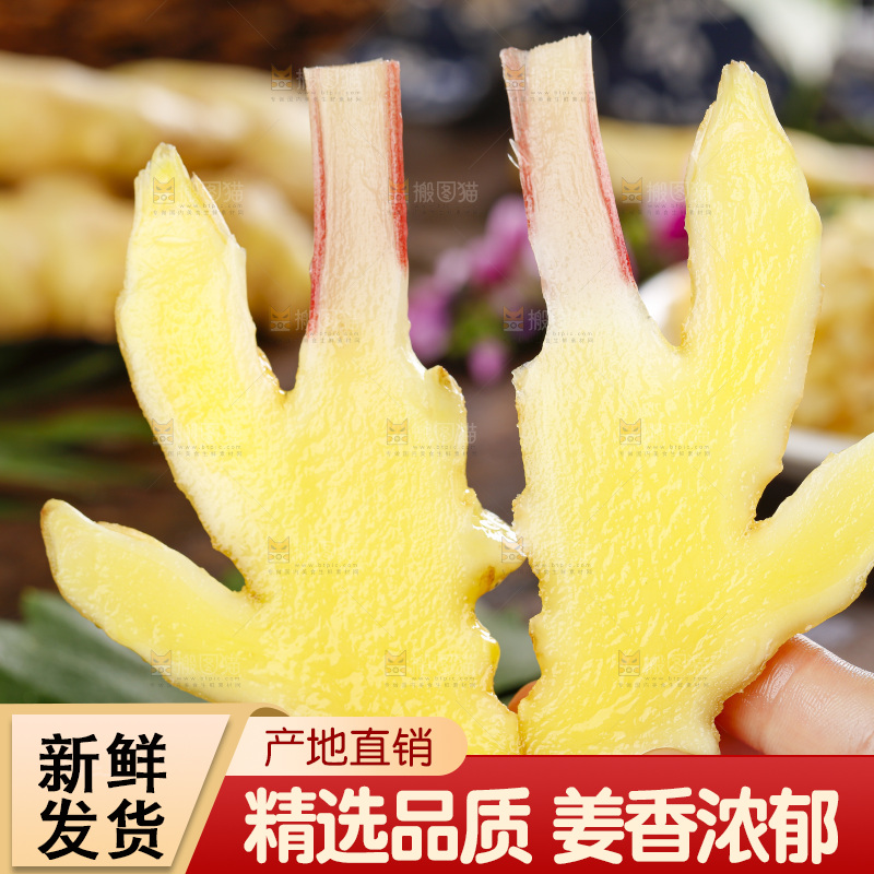 木板上的红芽嫩仔姜