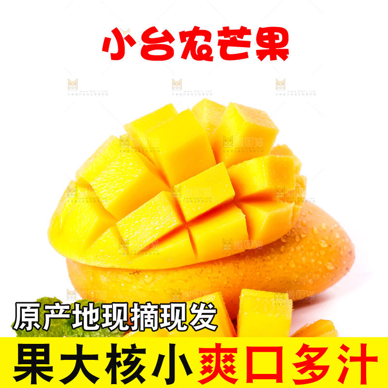 白底上摆放着小台农芒果