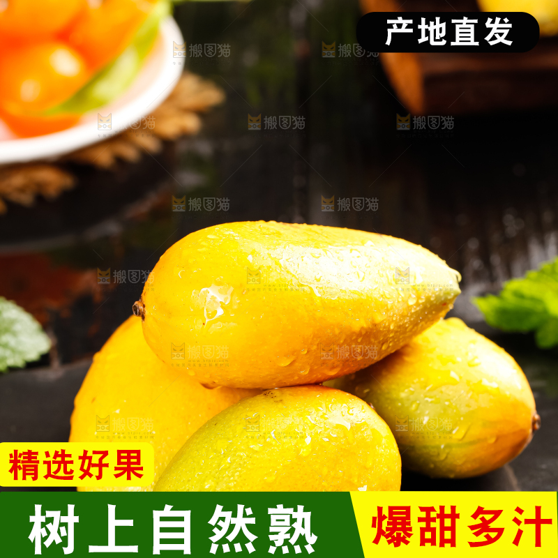 黑石板上的小台农芒果