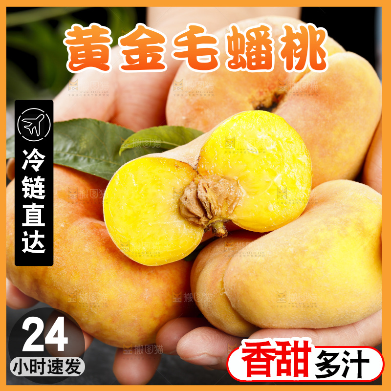 黑底上的毛蟠桃
