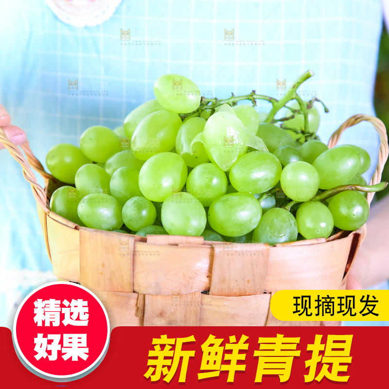 篮子里装着青提葡萄