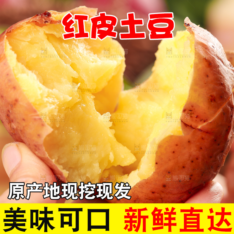 手里拿着红皮土豆