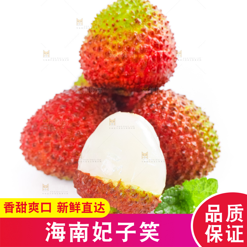 白底上摆放着妃子荔枝