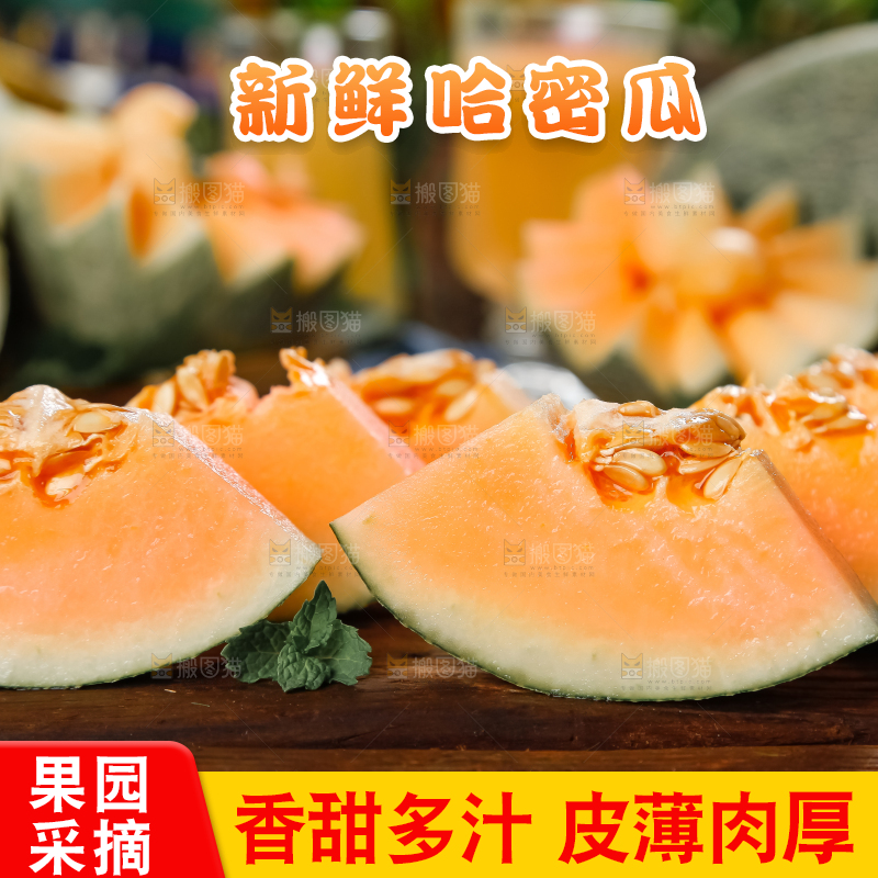 木底上摆放着网纹瓜