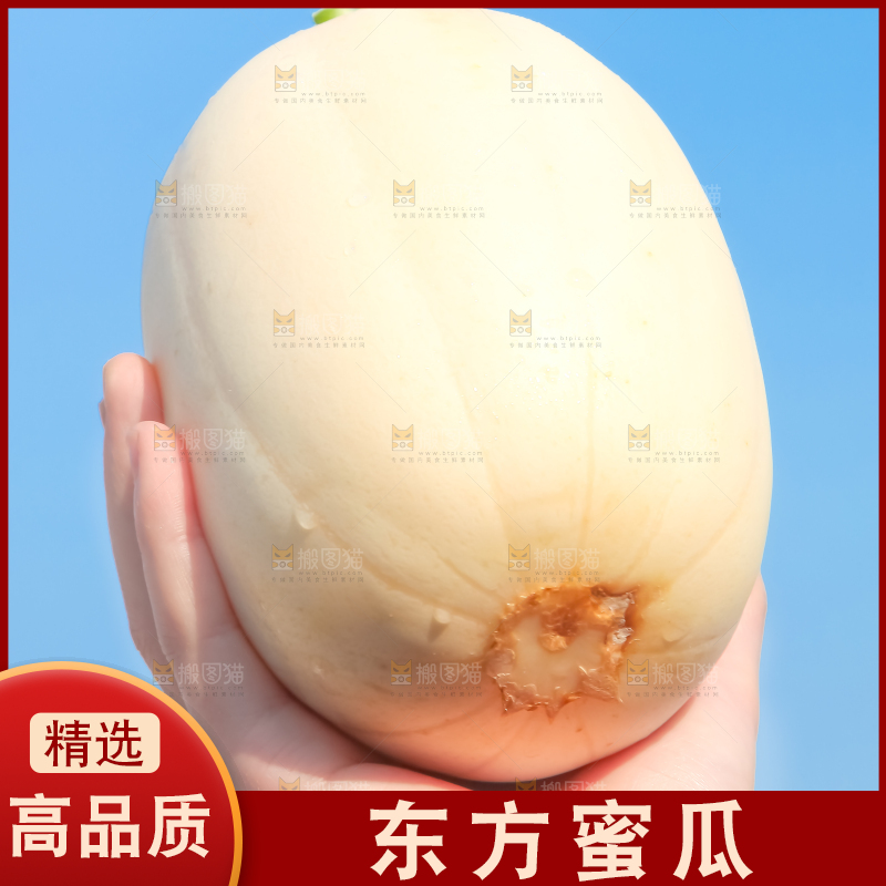 手里拿着东方蜜甜瓜