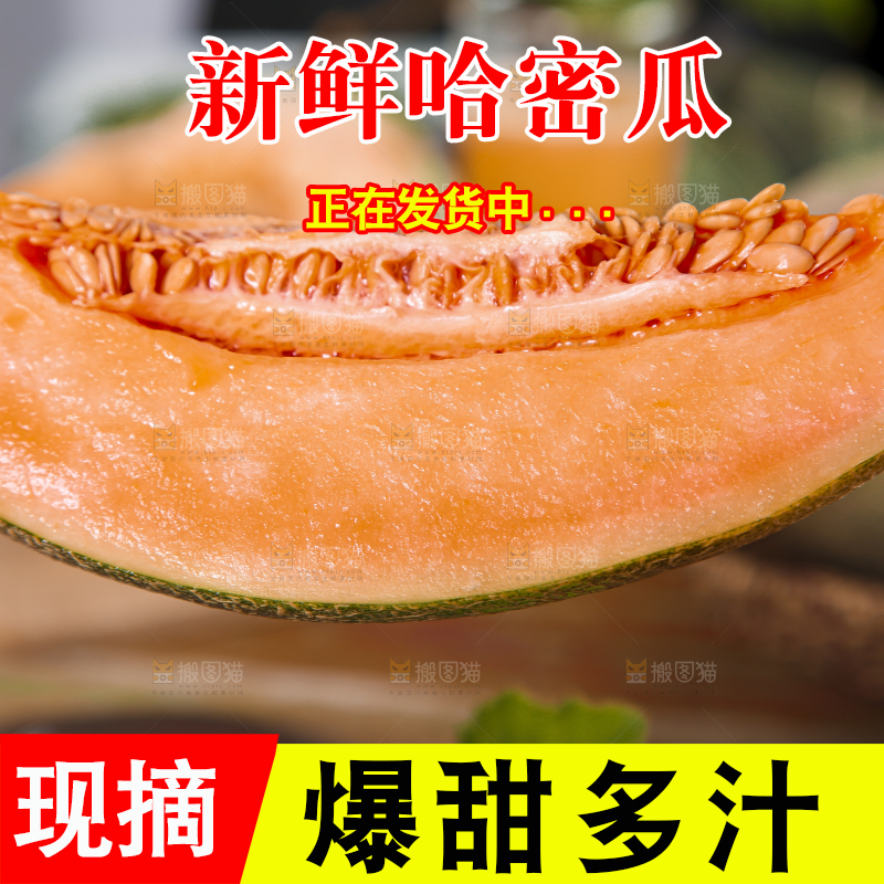 手里拿着网纹蜜瓜
