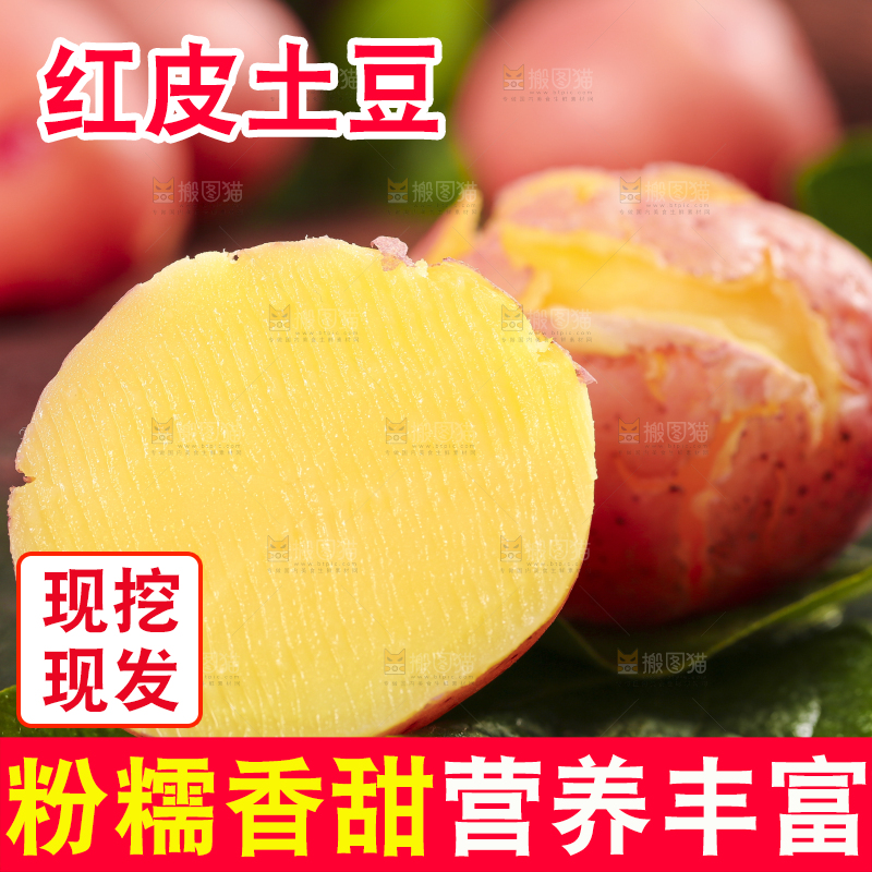 树叶上摆放着土豆