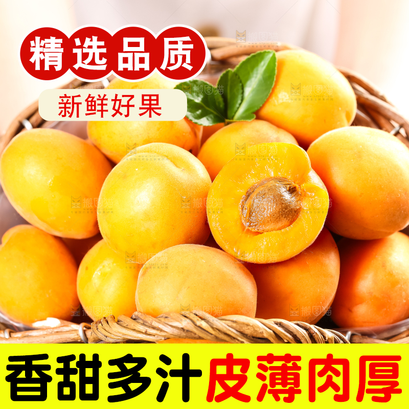 手里拿着一篮山东大黄杏