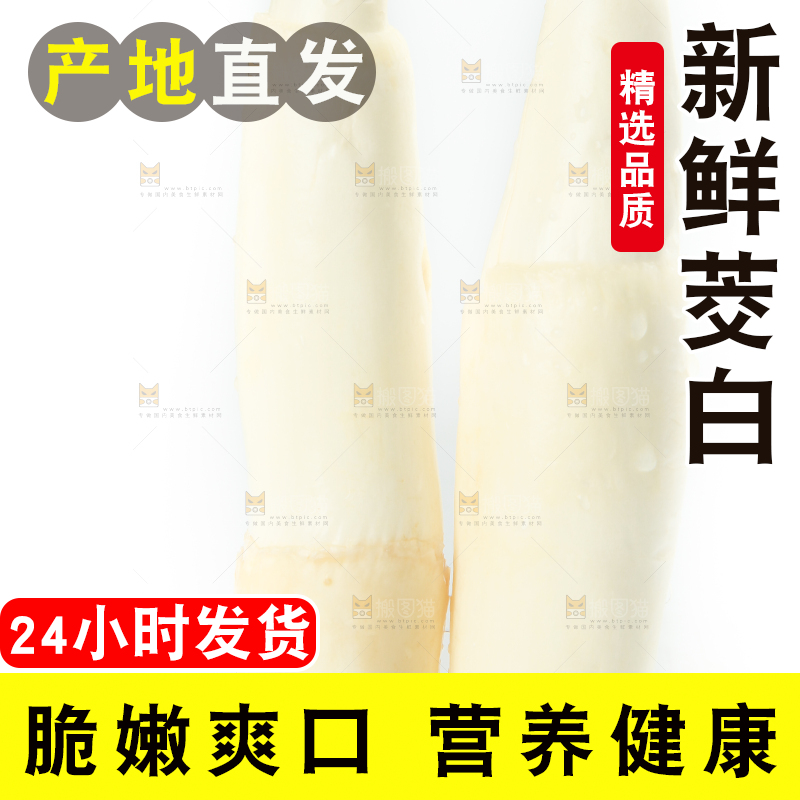 白底上放着茭白