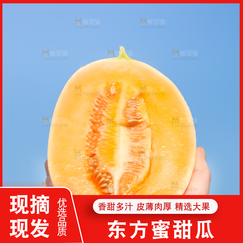 手里拿着东方蜜甜瓜