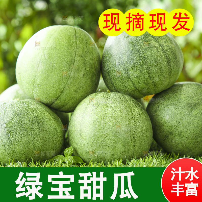 草地上放着绿皮甜瓜