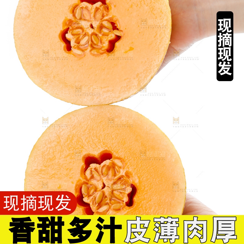 手里拿着新疆黄皮哈密瓜