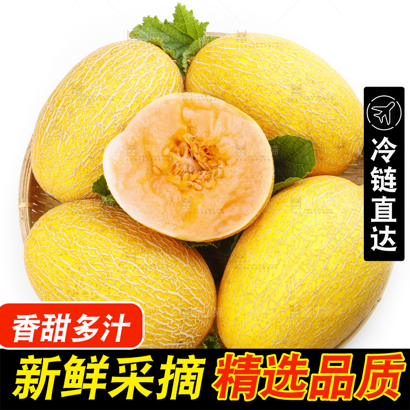 篮子里装着黄皮哈密瓜