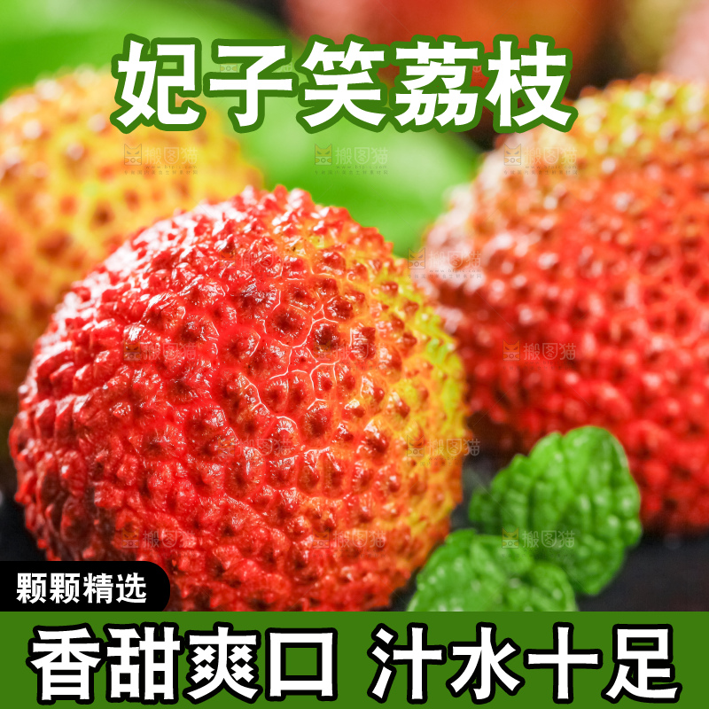 黑底上放着妃子笑荔枝