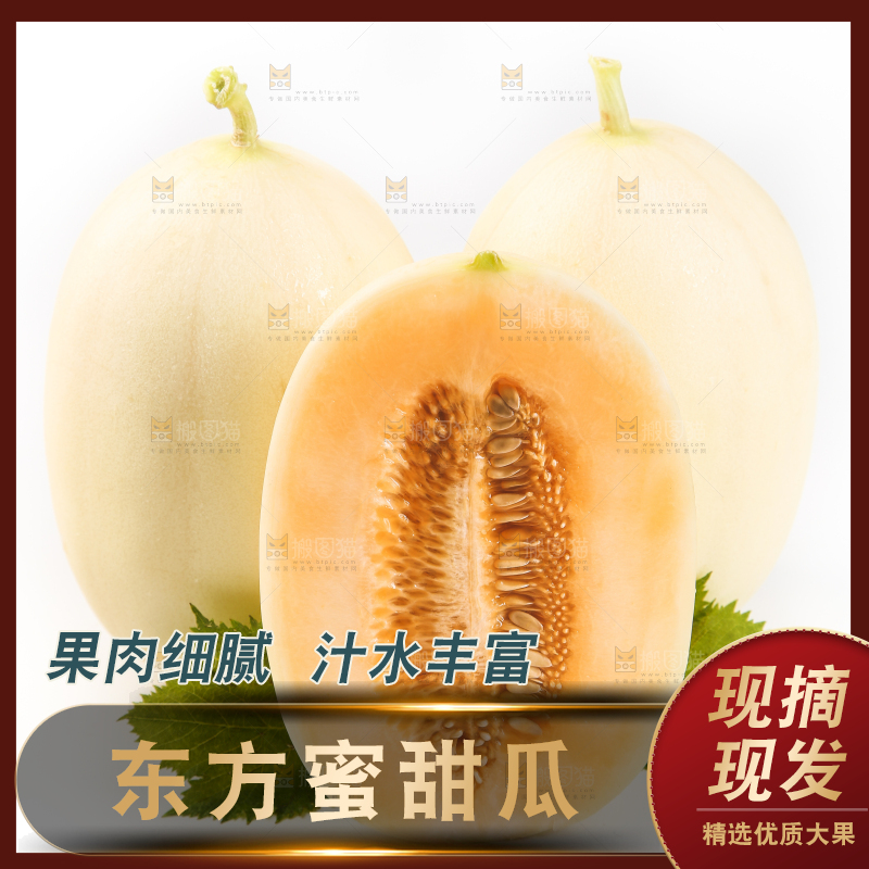 白底上放着东方蜜瓜