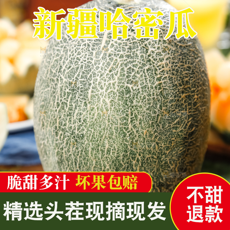 木底上摆放着网纹瓜