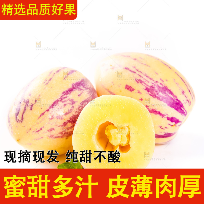 白底上摆放着香瓜茄