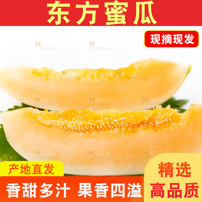 绿叶上摆放着甜瓜