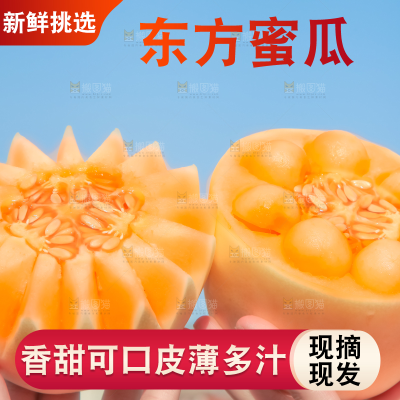手里拿着东方蜜甜瓜