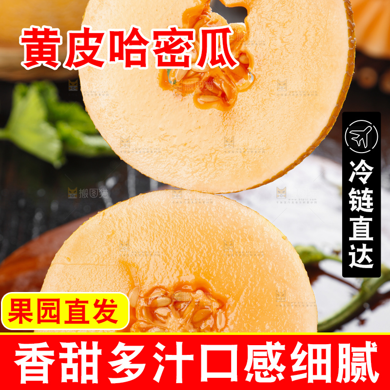 手里拿着黄皮哈密瓜