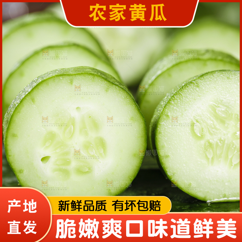 黑底上摆放着切片的嫩黄瓜