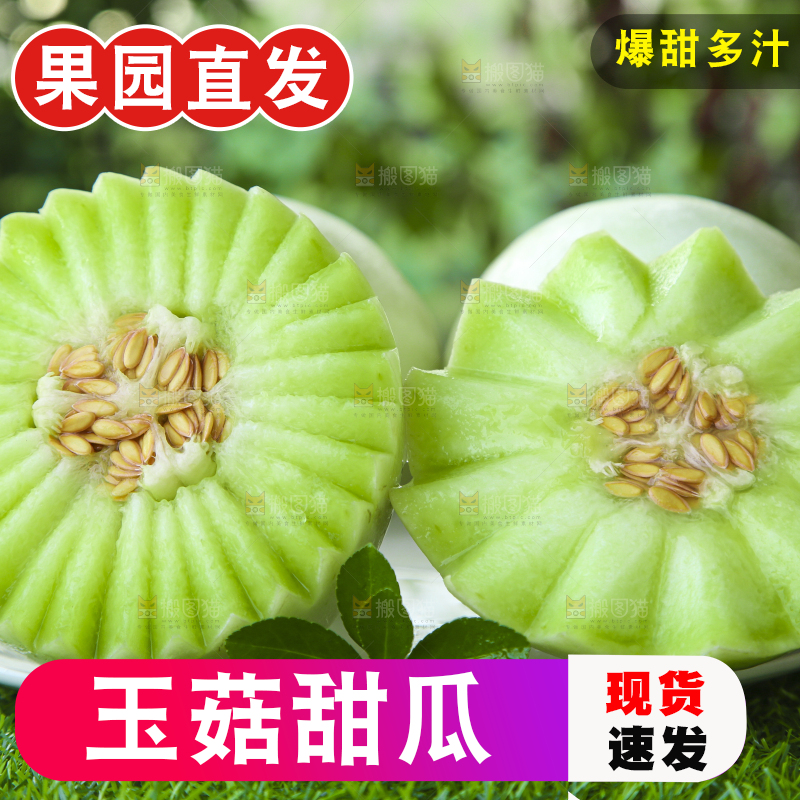 绿草地上放着一盘玉菇香瓜