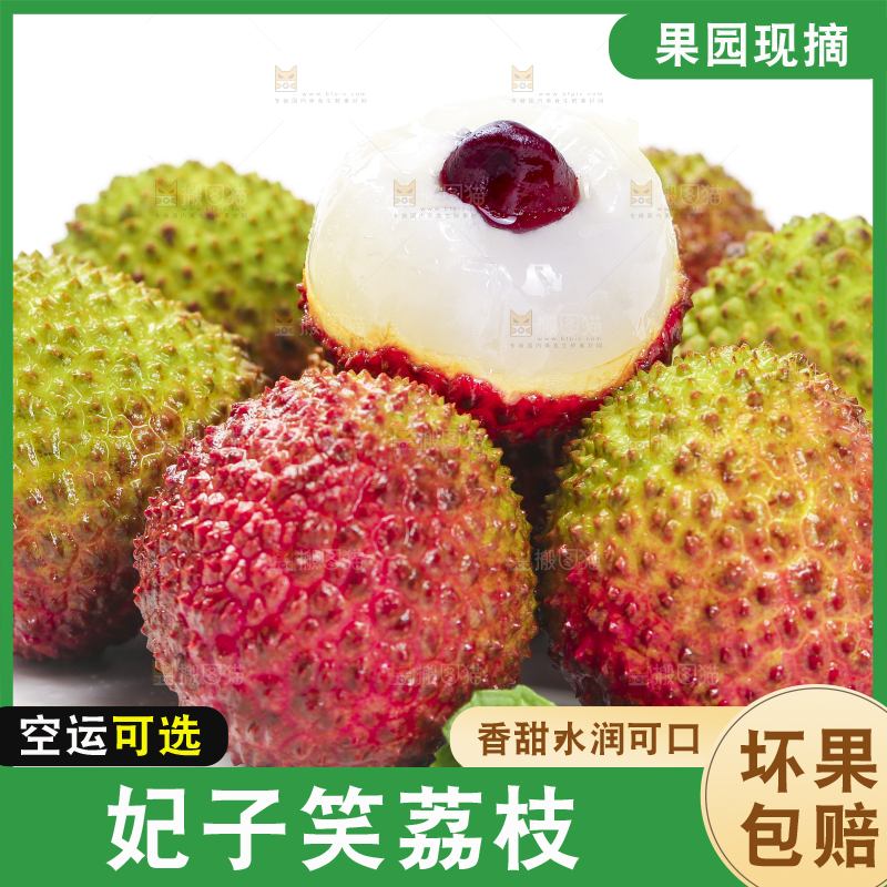 白底上摆放着高州妃子荔枝