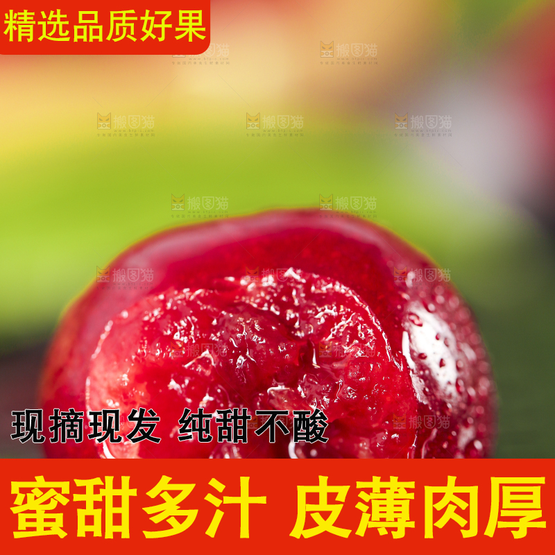 黑底上放着樱桃