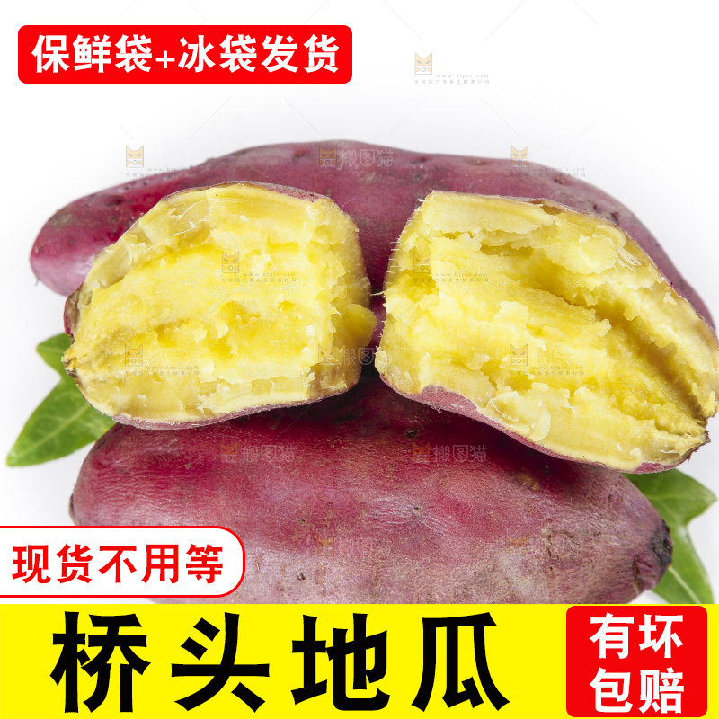 白底上摆放着桥头红薯