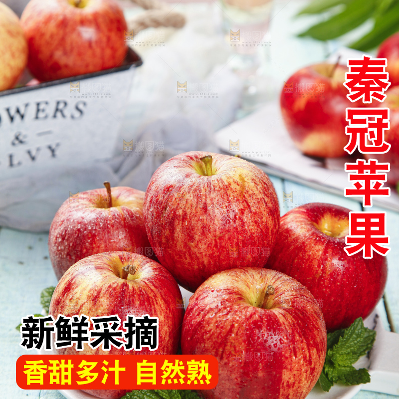 浅底上摆放着秦冠苹果