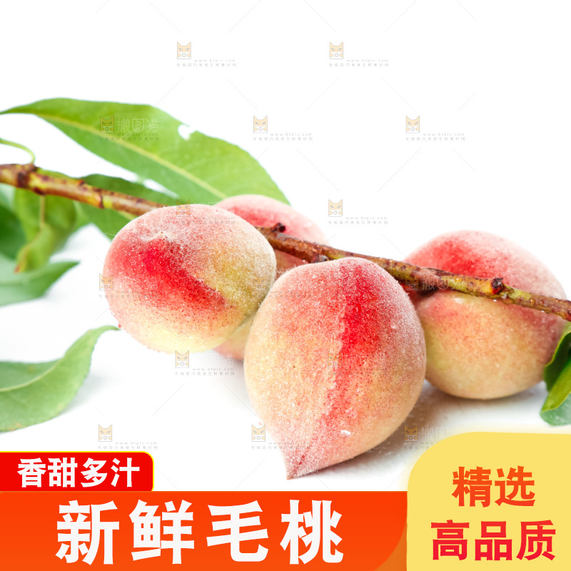 白底上摆放着毛桃