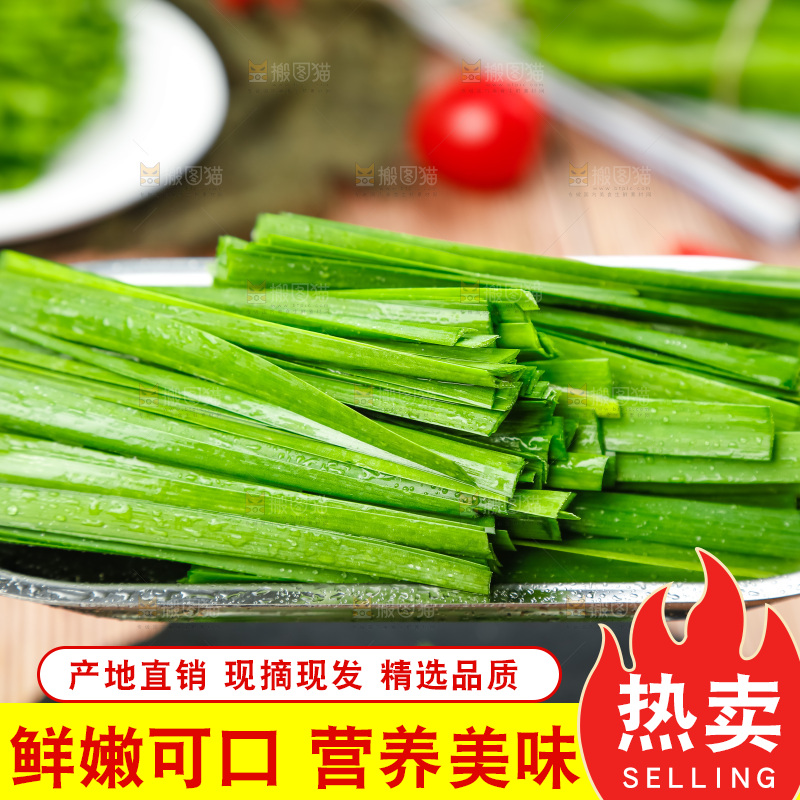 盘子里装着嫩韭菜