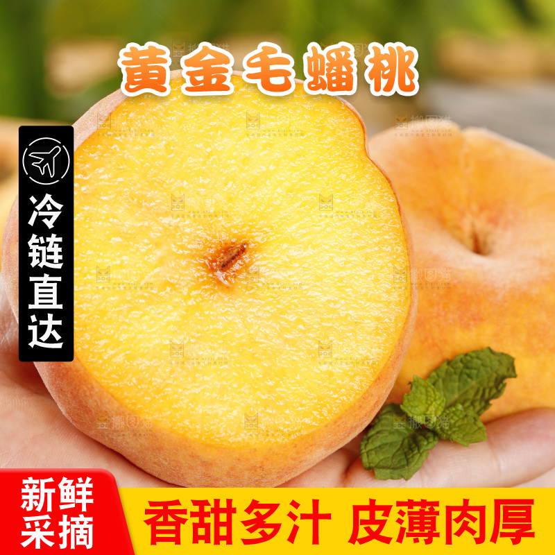 手里拿着新鲜毛蟠桃