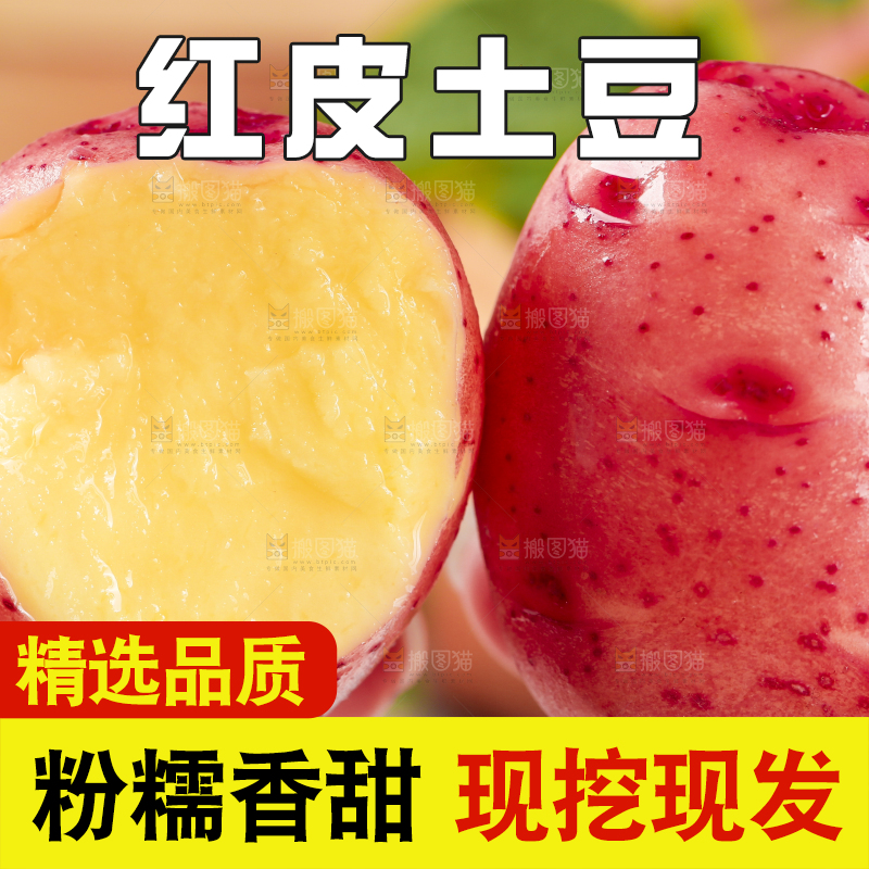 手里拿着红皮土豆