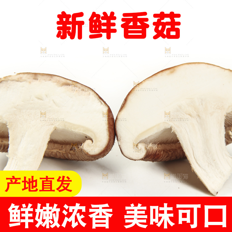白底上放着香菇