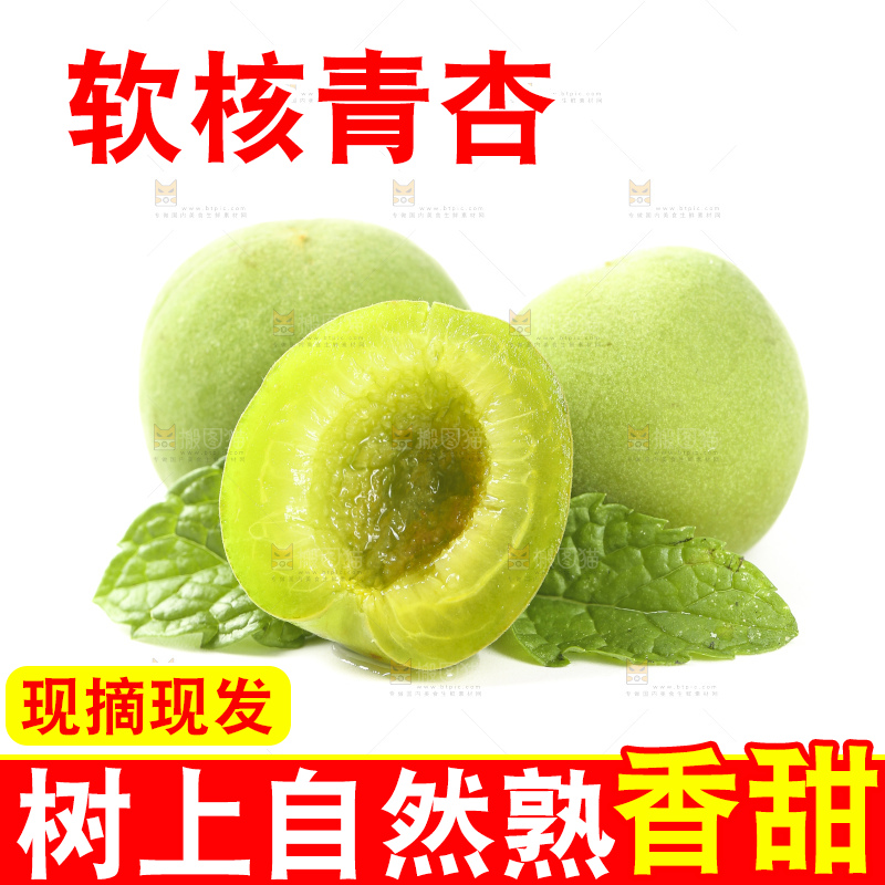 白底上的新鲜青杏