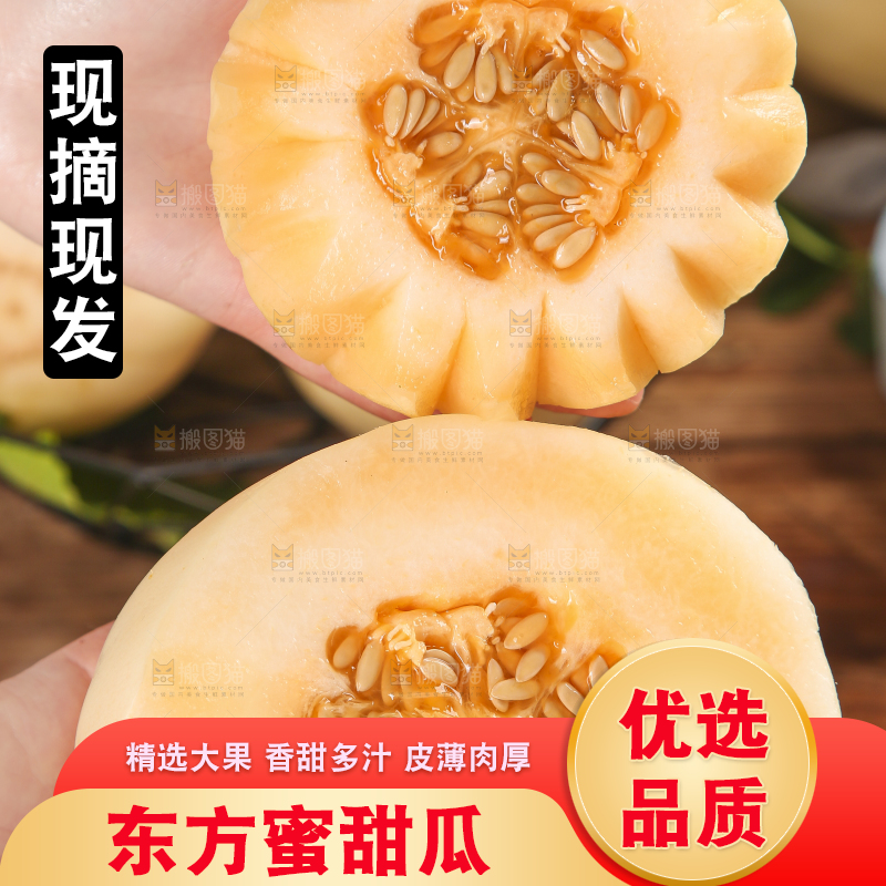 手里拿着东方蜜甜瓜