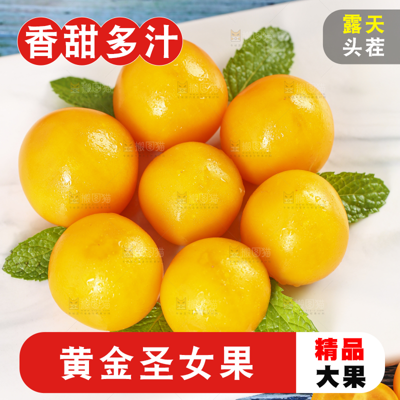 白底上摆放着黄金圣女果