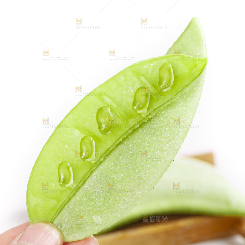 手里拿着扁豆角