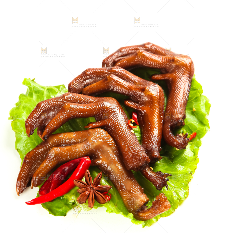白底上的香辣鸭爪