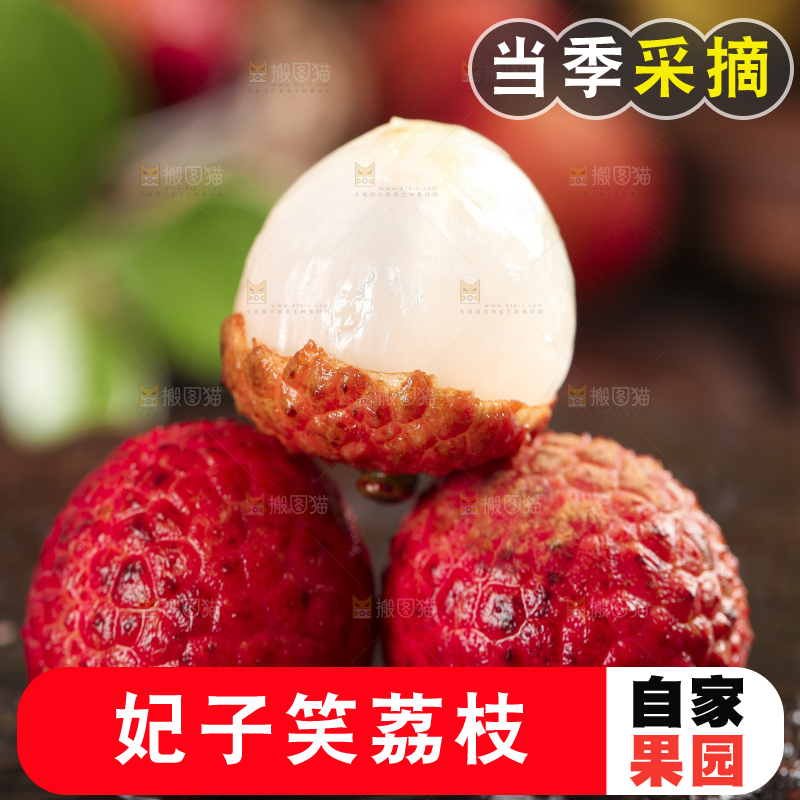 黑底上放着妃子笑荔枝