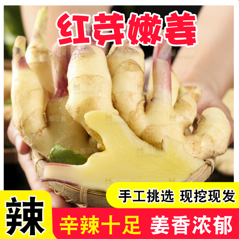 篮子子装着新鲜生姜