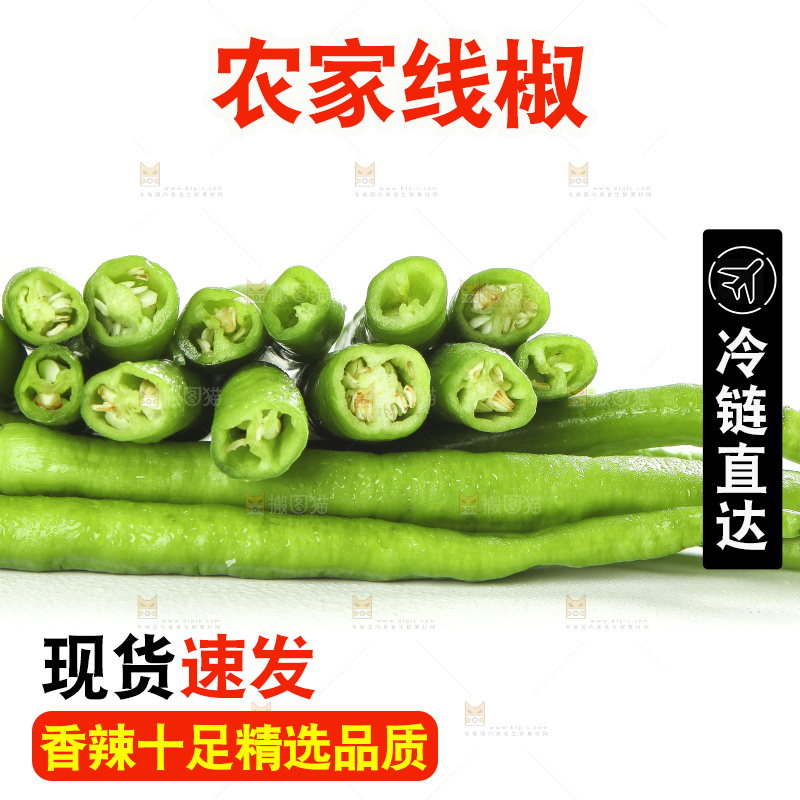白底上的新鲜青辣椒