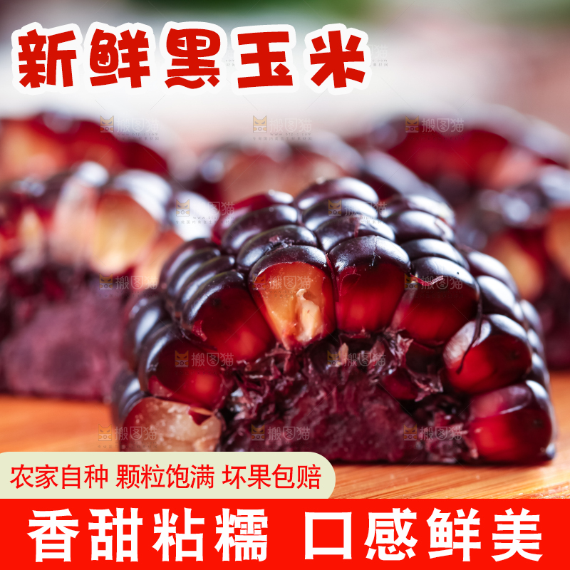 木底上摆放着黑玉米