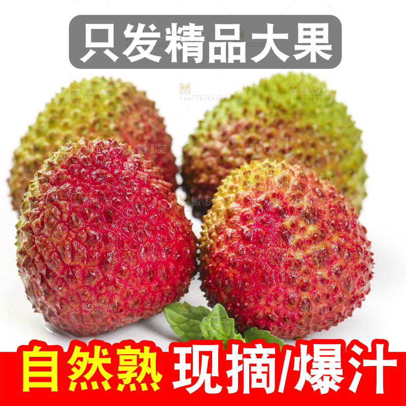 白底上摆放着妃子笑荔枝