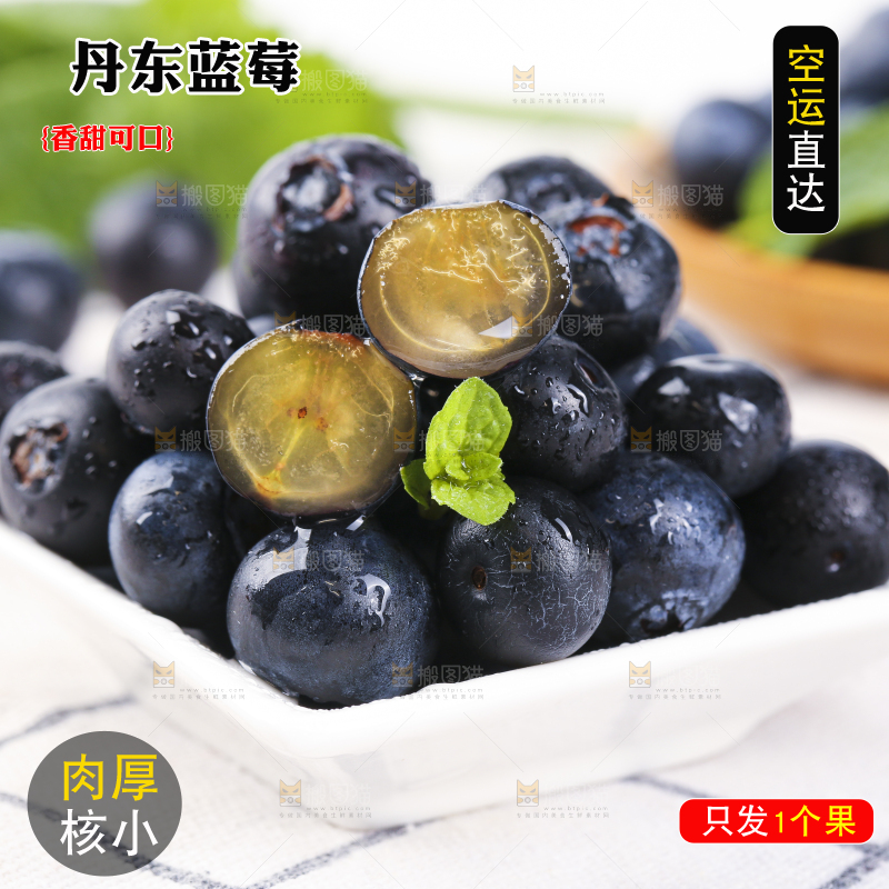 格子底上摆放着长白山蓝莓