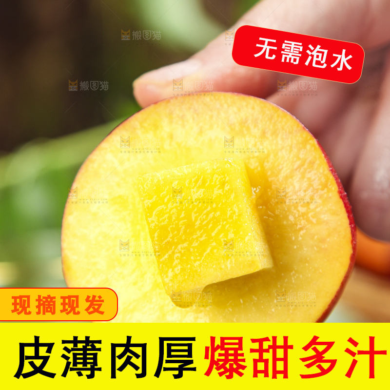 手里拿着黄肉油桃