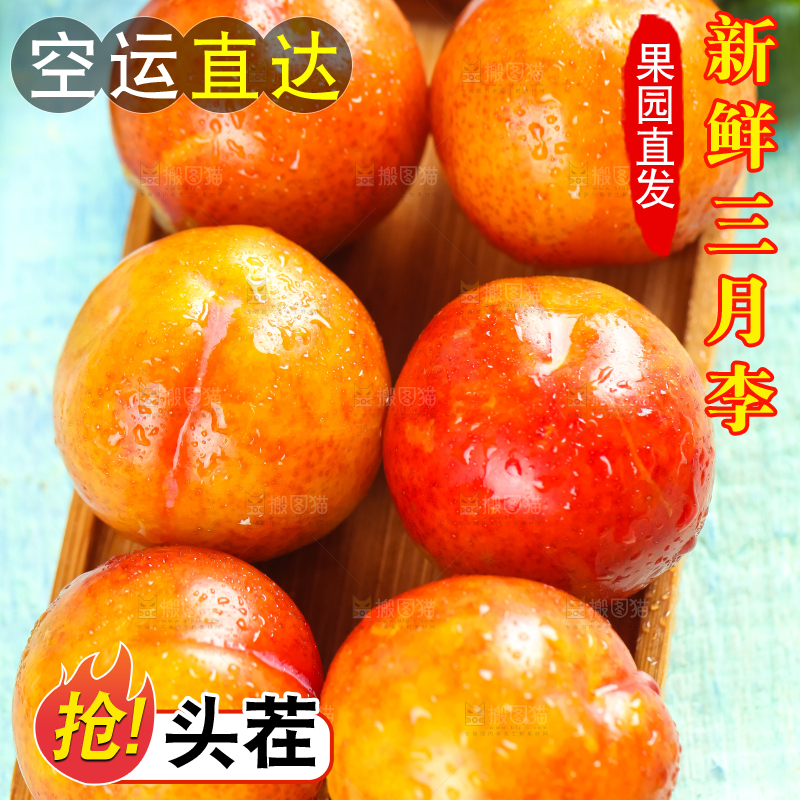 木盒子里装着新鲜李子