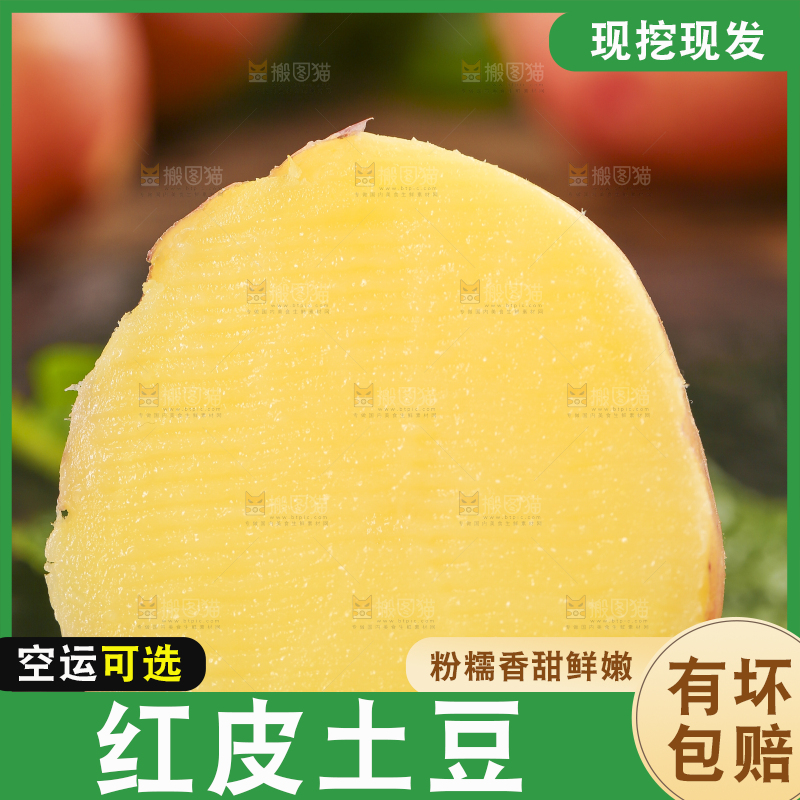 树叶上摆放着土豆